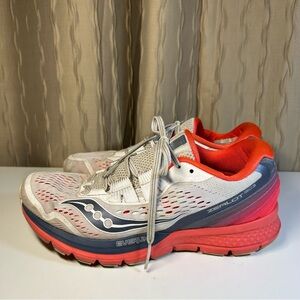 Saucony Zealot ISO3 Women's 9 White Coral Red Gray Running Lightweight S10369-4
